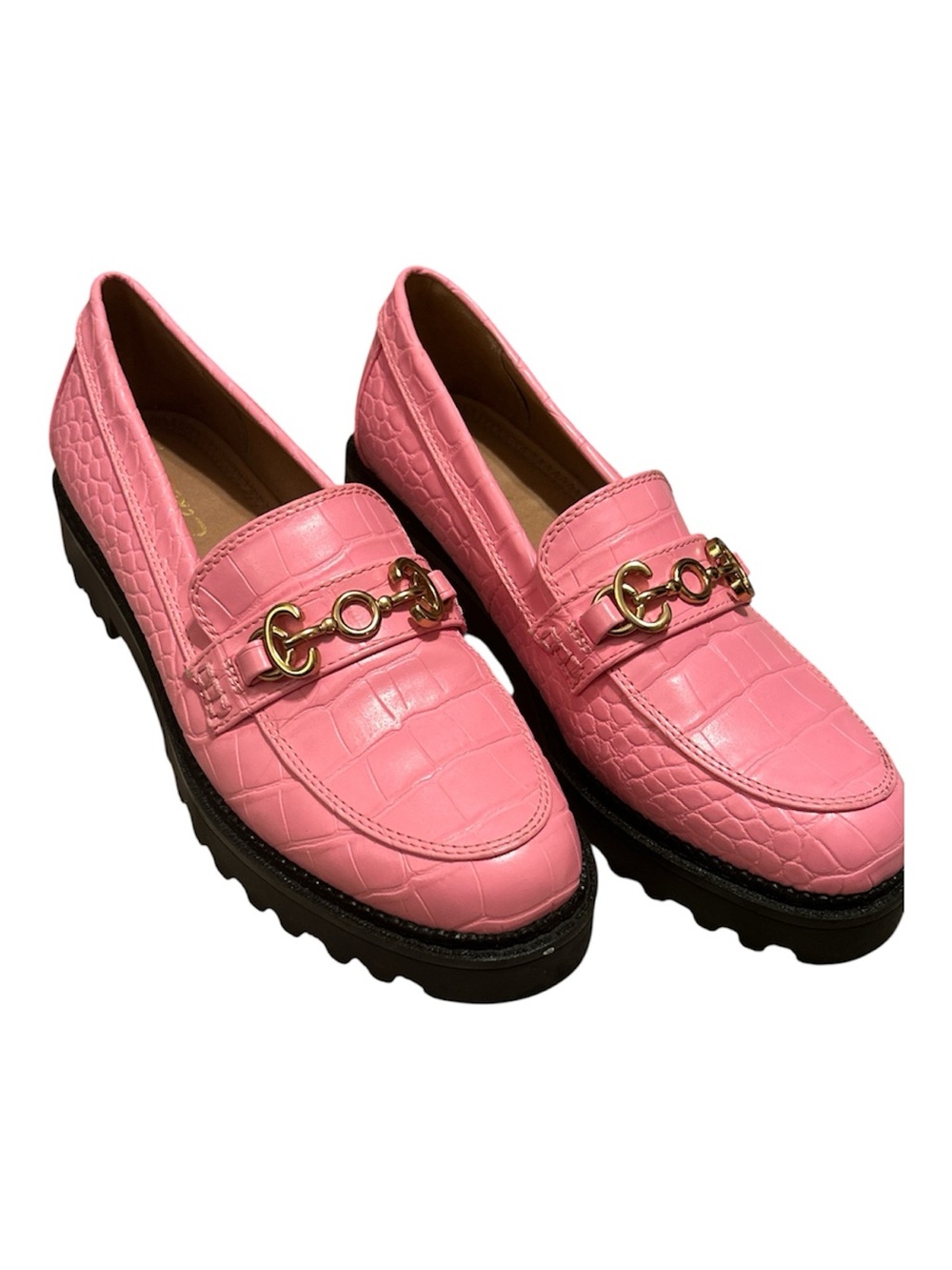 Circus by Sam Edelman Deana Lug Loafer Pink Croc Embossed Size 8